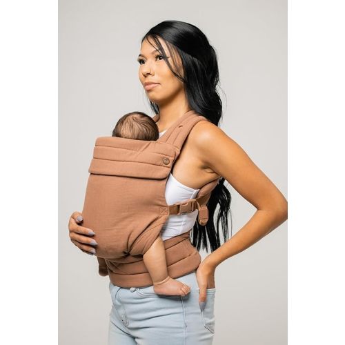 Mabē Monarch Ergonomic Baby Carrier – Premium Cotton Soft Structured Newborn to Toddler Carrier with Hip-Healthy Design, 3 Carry Positions (7-35lbs), Lightweight & Breathable, (Mocha)
