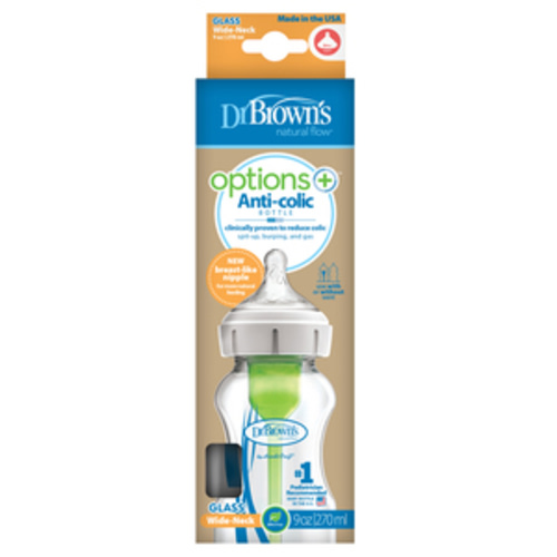 Dr Brown's Options+ Glass Baby Feeding Bottle 270ml 1 Each
