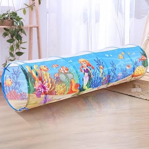 Ocean Kids Play Tunnel - Toddler Crawl Tunnel for Indoor Active Play, Foldable Baby Mermaid Tunnel Toy for Boys & Girls, Encourages Crawling & Movement