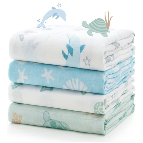 Momcozy Muslin Swaddle Blankets, Ultra Soft Neutral Registry Essentials, Marine Sea Sprite Magic, Breathable Large 47'' x 47'' Newborn Boys Girls Receiving Blanket