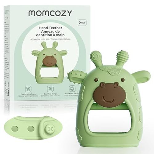 Momcozy Baby Teether Toys | Silicone Teether for 0-12 Months | Baby Teething Relief | Pink