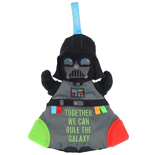 Kids Preferred Star Wars Darth Vader Baby Teether - Plush Toy with Crinkle Sounds and Silicone Teething Elements