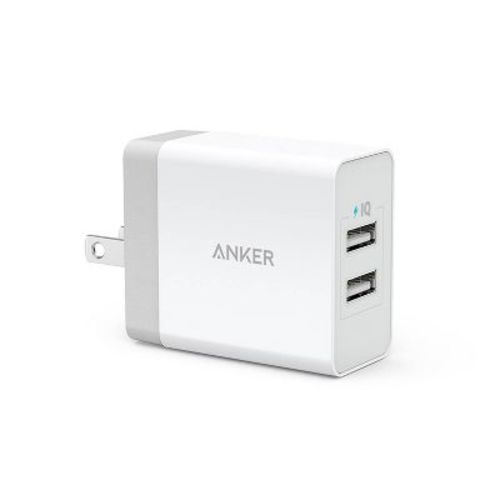 Anker 2-Port PowerPort 24W Wall Charger - White: USB Wall Plug for Android & iPhone, Lightweight Design