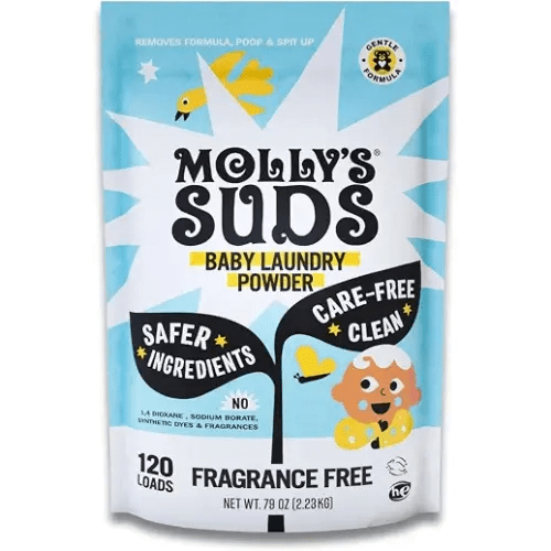 Molly's Suds Baby Laundry Detergent Powder | Removes Formula, Poop & Spit-Up Stains | Extra Gentle for Newborns (Fragrance Free)