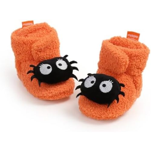 Ohwawadi Infant Baby Boys Girls Slippers Cozy Fleece Booties Soft Bottom Warm Cartoon Socks Newborn Crib Shoes