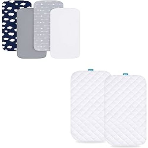 Amazon.com: Bassinet Mattress Protector & 4 Pack Bassinet Sheets Compatible with Baby Delight Beside Me Dreamer Bassinet, Ultra Soft, Breathable and Washable : Baby
