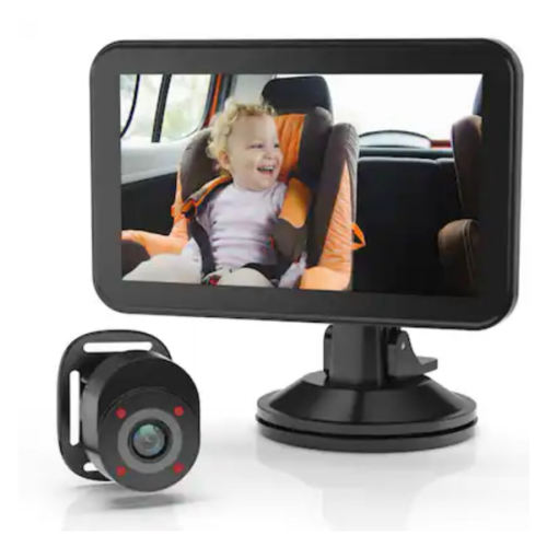 Rexing - BC500 In-Car Baby Cam with Monitor – HD 1080p & Infrared Night Vision - Black