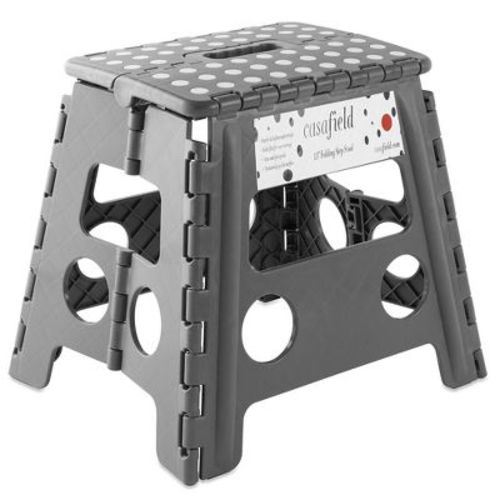 Casafield 13" Folding Step Stool With Handle - Black, Collapsible Foot Stool For Adults, Use In Kitchen And Bathroom