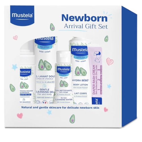 Mustela Newborn Arrival Gift Set - Baby Skincare & Bath Time Essentials - Natural & Plant Based - 5 Items Set