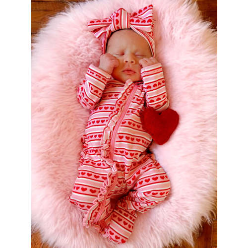 Valentine Stripe / Organic Frill Zip Footie – SpearmintLOVE