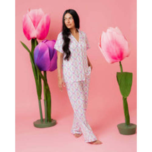 Too Fluffin Cute Women's Short Sleeve Collar Shirt & Pants Pajama Set