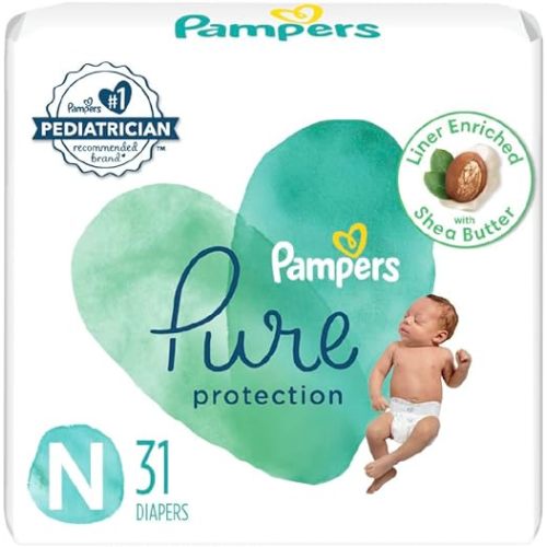 Pampers Pure Protection Disposable Baby Diapers, Hypoallergenic and Unscented, 68 Count, For Newborns up to 10 Pounds