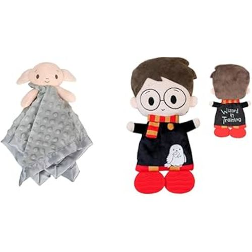 KIDS PREFERRED Harry Potter 12" Dobby Baby Lovey Blanket and 10" Teether Plush Crinkle Toy for Newborn Infants