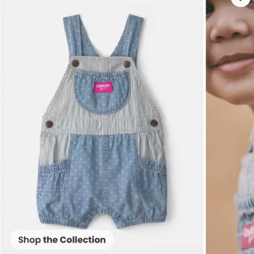 Baby Hickory Stripe & Dots Shortall - Light Wash - OshKosh B'gosh | Carter's