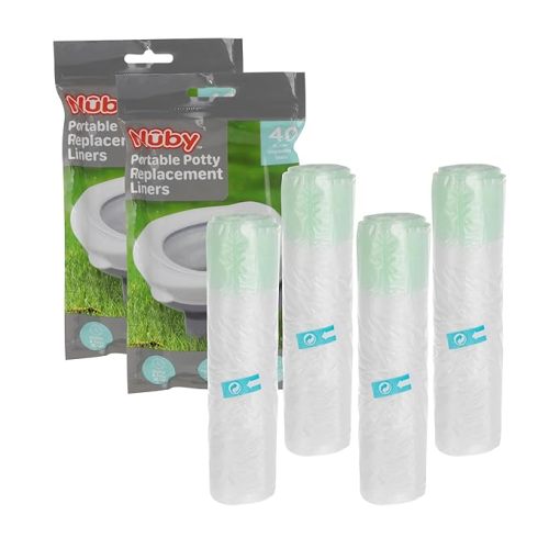 Nuby Portable Potty Replacement Liners - Disposable Potty Liners - Toddler Potty Training Essentials - 80 Count