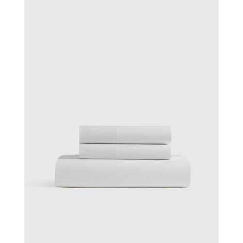 Classic Organic Percale Fitted Sheet Set in White