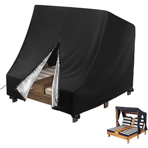 Outdoor Chaise Lounge Cover for KidKraft Wooden Double Chaise Lounge, Waterproof Kids Patio Furniture Set Cover, Weatherproof Covers for Kid Pets Patio Pool Furniture - 34"L x 37"W x 35"H