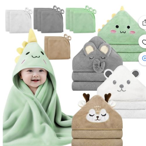 Jalarcood 14 pcs Baby Towels Set, Ultra-Soft Hooded Towels & Washcloths for Newborns and Toddlers