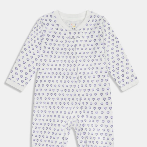 Infant Hearts Zipper Footie