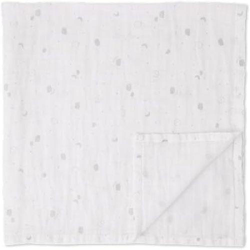 MORI Baby Muslin Swaddle Print in White - Infant Receiving Blanket for Newborn Boys and Girls - 43.3 x 43.3”