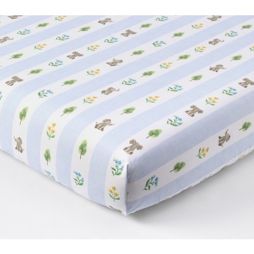 Elephant Stripe Organic Crib Fitted Sheet