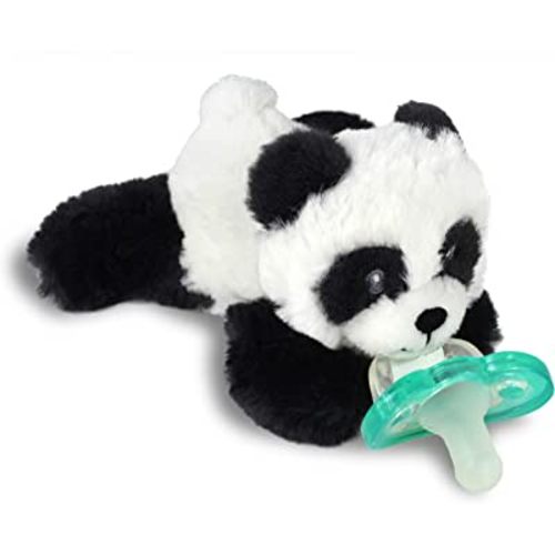 RaZbaby JollyPop Pacifier, Holder w/ Detachable Baby Pacifier, Stuffed Animal RaZbuddy, All Ages 0M+, 100% Medical Grade USA Made Silicone Pacifier, Machine Washable, Textured & Easy to Hold – Panda