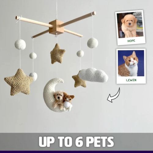 Pet Moon Brown | Custom Crochet Pet Nursery Baby Mobile – My Dollfy