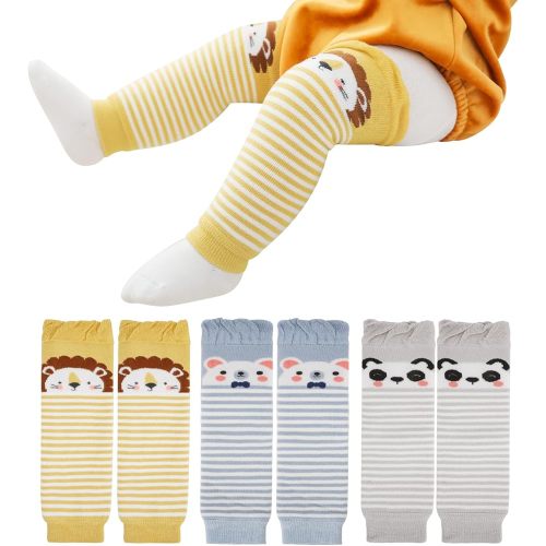 XEPST Pack of 3 Toddler Baby Leg Warmers, Cute Animal Pattern Unisex Long Legwarmers Knee Socks Baby Knee Protector Leg Sleeves Leggings for Baby Kids Toddlers Boys 0-3 Years, One Size