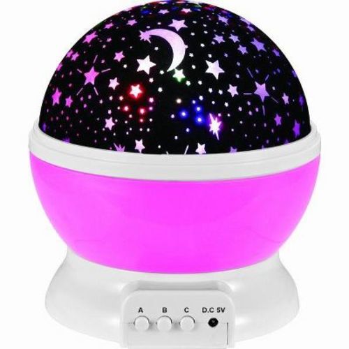 Link Night Light Projection Lamp, 360 Degree Rotating Moon And Stars Night Projector Turn Any Room Into A Far Out Galaxy To Explore - Pink
