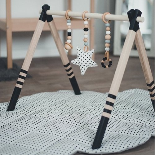 Wooden Play Gym Black Stripes I Cot and Cot