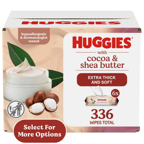 Huggies Sensitive Skincare Baby Wipes with Cocoa & Shea Butter,6 Flip-Top Packs, 336 Total Count (Select for More)