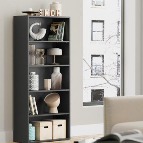 Sleek 5-Tier Open Bookshelf, 23.6 Inches Wide, Adjustable Storage Shelves, Floor Standing Unit for Organizing Your Space