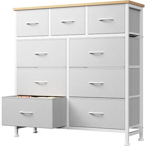 DUMOS 9 Drawer Dresser for Bedroom, Storage Organizer Chest of Drawers