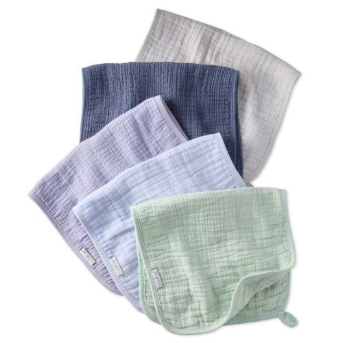 RILEY 5-Pack Crinkle Muslin Burp Cloths
