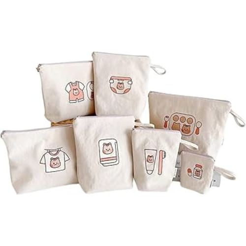 Canvas Storage Bag Korean Bear/Squirrels Baby Essential Organizers Set Inner Waterproof Travel Makeup Storage