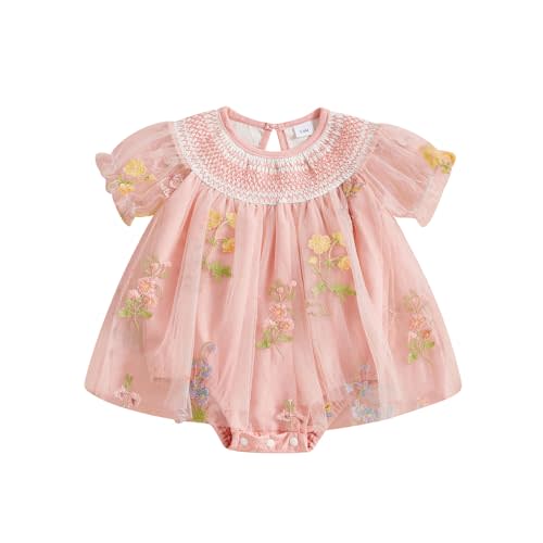 Baby Girls Tulle Tutu Dress Party Holiday Princess Dresses Infant Toddler Embroidery Flower Fairy Romper Dress