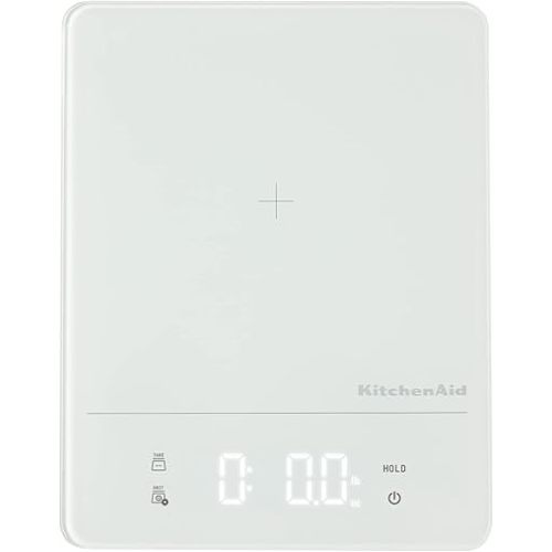 KitchenAid KQ913 Digital Waterproof (IPx7) Kitchen and Food Scale, LED readout, 11 Pound Max Capacity, White