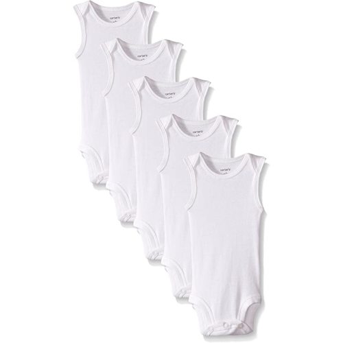 Carter's 5-pack Baby Unisex White Sleeveless Bodysuits