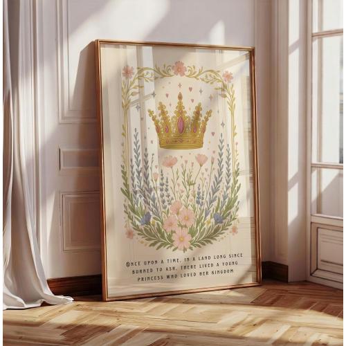 Once Upon a Time TOG Print, Bookish Wall Art, Fantasy Book Quote, Floral Crown Art, Book Lover Gift, Fantasy Book Poster, Girly Book Art