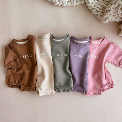 Sweatshirt Bubble Romper | Color Rose | 6-12 mo