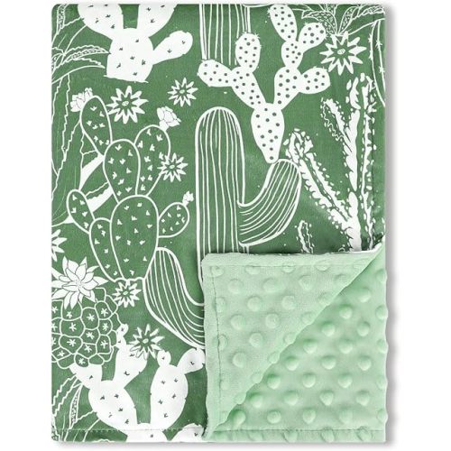 Baby Blankets for Girls, Toddler Newborn Blanket Double Layer with Dotted Backing Crib Receiving Blanket for Toddler Nursery Bed Blanket, Cactus, 30x40 Inches