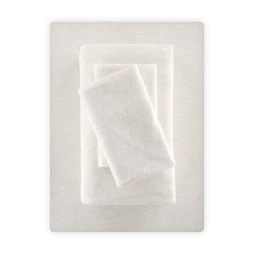 Mainstays Cotton Rich Extra Soft Jersey Bed Sheet Set, Queen, Ivory, 4 Pieces