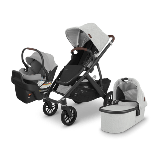 UPPAbaby Vista V2 + Aria Travel System - Anthony (White & Grey Chenille)