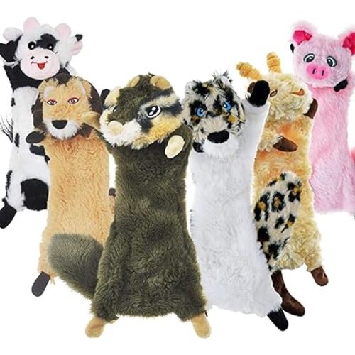 SHARLOVY Dog Squeaky Toy No Stuffing 6 Pack, Dog Toys Crinkle for Small Puppy, Durable Chew Plush Cute Animals Natural for Teething Pet