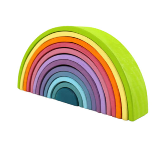 12 Pcs Large Wooden Rainbow Stacking Blocks In Pastel/macaron Colors