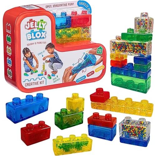Goliath Jelly Blox Creative Kit | Includes 20 Blocks | Toddler & Preschool Building Blocks Kids Can Squeeze, Stretch, Squish | MESH ACCREDITED | Safety Tested & Ouch-Free | Sensory Play Toy Ages 2+