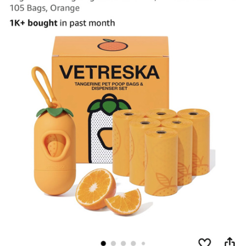 VETRESKA Dog Poop Bags Dispenser with Citrus Scented Waste Bags