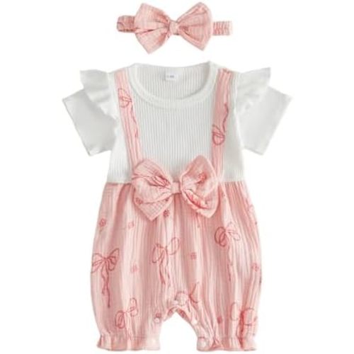 Baby Girl Bubble Romper Cute Newborn Outfit Short Sleeve Toddler Jumpsuit 0 3 6 9 12 18 Month Summer Clothes