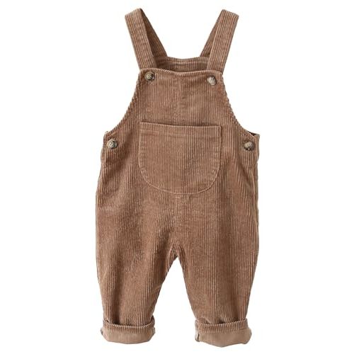SEAUR Baby Boy Girl Corduroy Bib Overalls Cotton Button Suspender Overalls Plain Romper Loose Jumpsuit