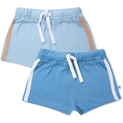 HonestBaby 2-Pack Cargo Shorts 100% Organic Cotton for Infant Baby and Toddler, Boys, Girls